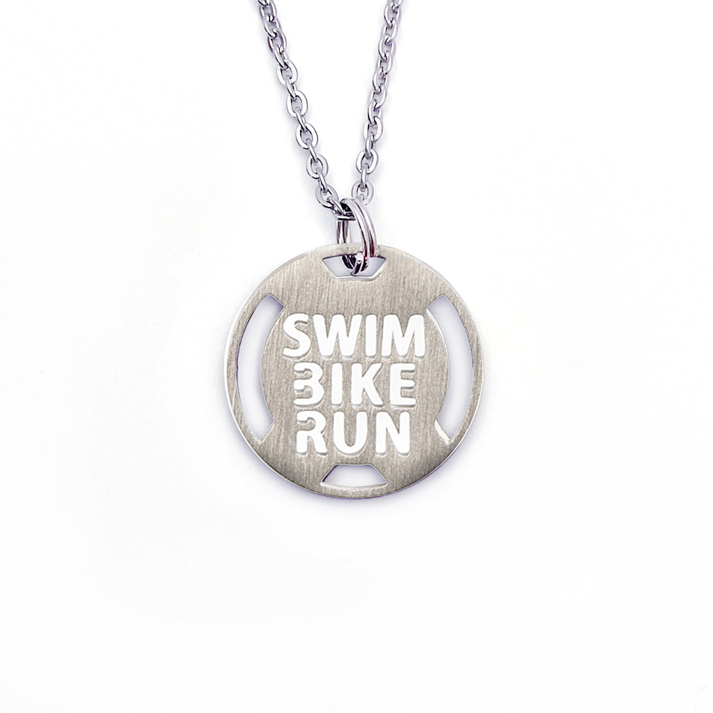 SWIM BIKE RUN Triathlon Necklace - Stainless Steel