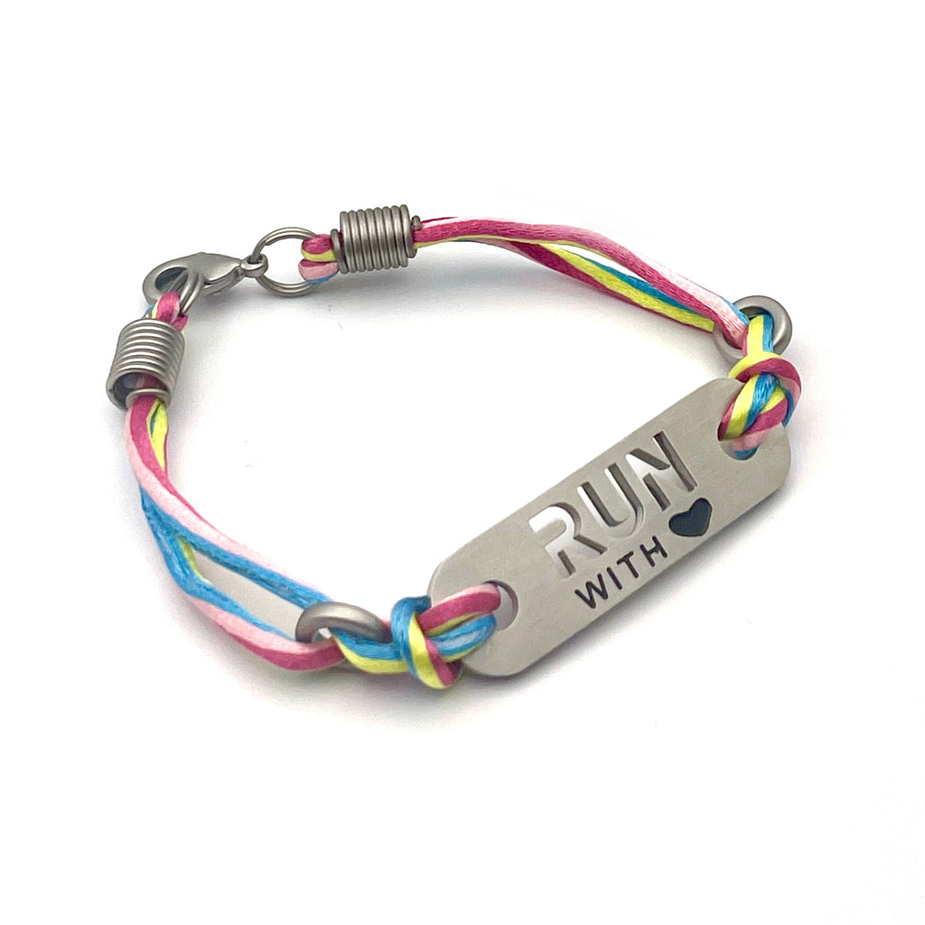 RUN with Heart and Cross Country - Running Bracelet - Multicolored Stripe