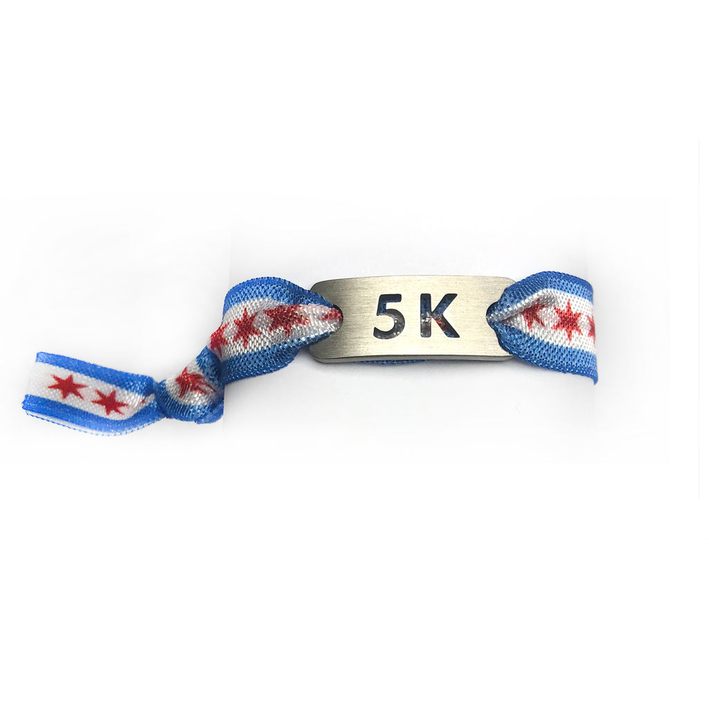 ATHLETE INSPIRED 5K CHICAGO Flag Running Stretchy Bracelet/Hair Tie