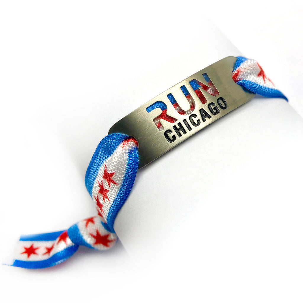 ATHLETE INSPIRED RUN CHICAGO Flag Running Stretchy Bracelet/Hair Tie