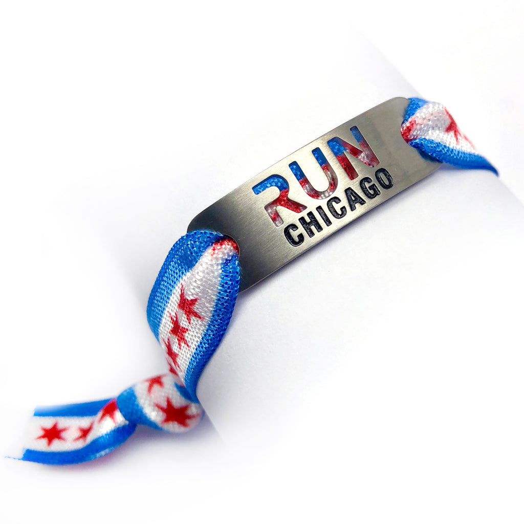 RUN CHICAGO Flag Tie Stretchy Running Bracelet