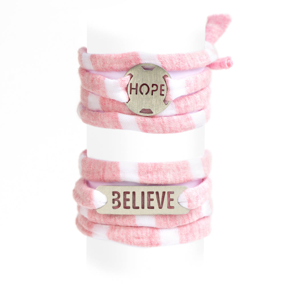 Jersey Wrap Bracelet - Pink/White Stripe