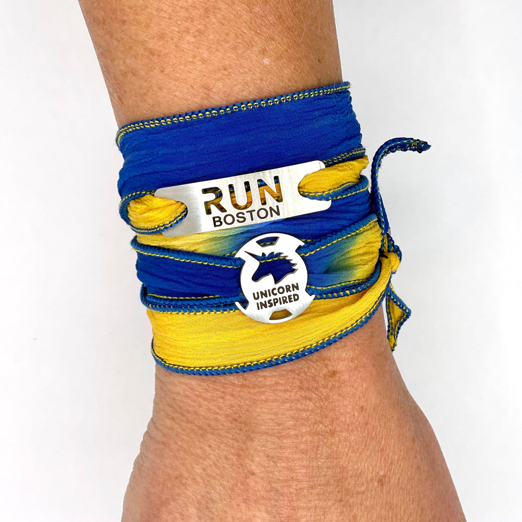 ATHLETE INSPIRED - RUN BOSTON, Unicorn Inspired Wrap Adjustable Bracelet, Run Boston Bracelet, Boston Marathon Gift, Race Gift