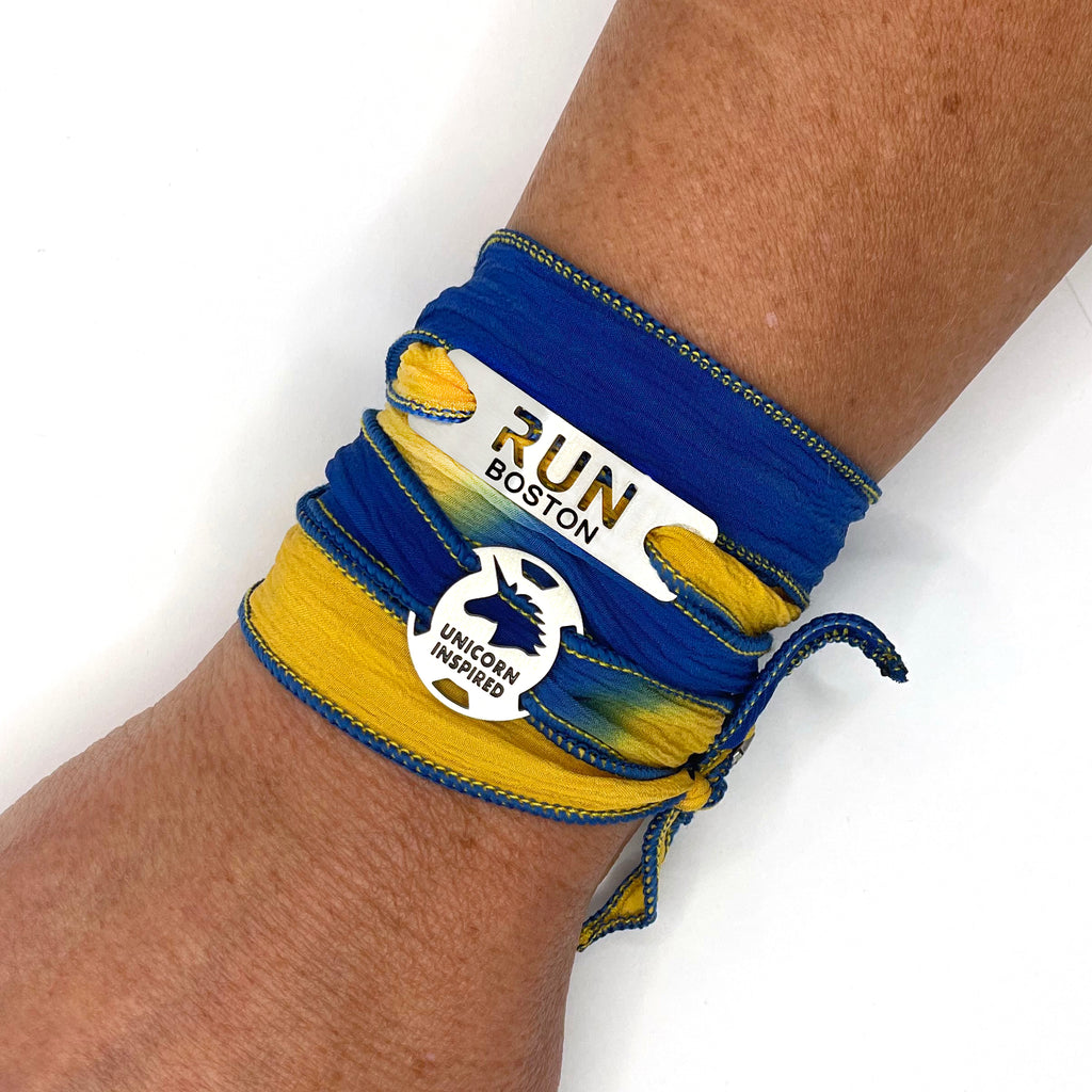 ATHLETE INSPIRED - RUN BOSTON, Unicorn Inspired Wrap Adjustable Bracelet, Run Boston Bracelet, Boston Marathon Gift, Race Gift