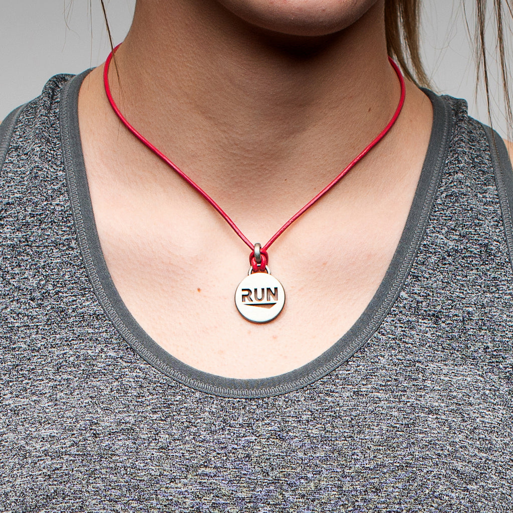 RUN Pendant Leather Running Necklace