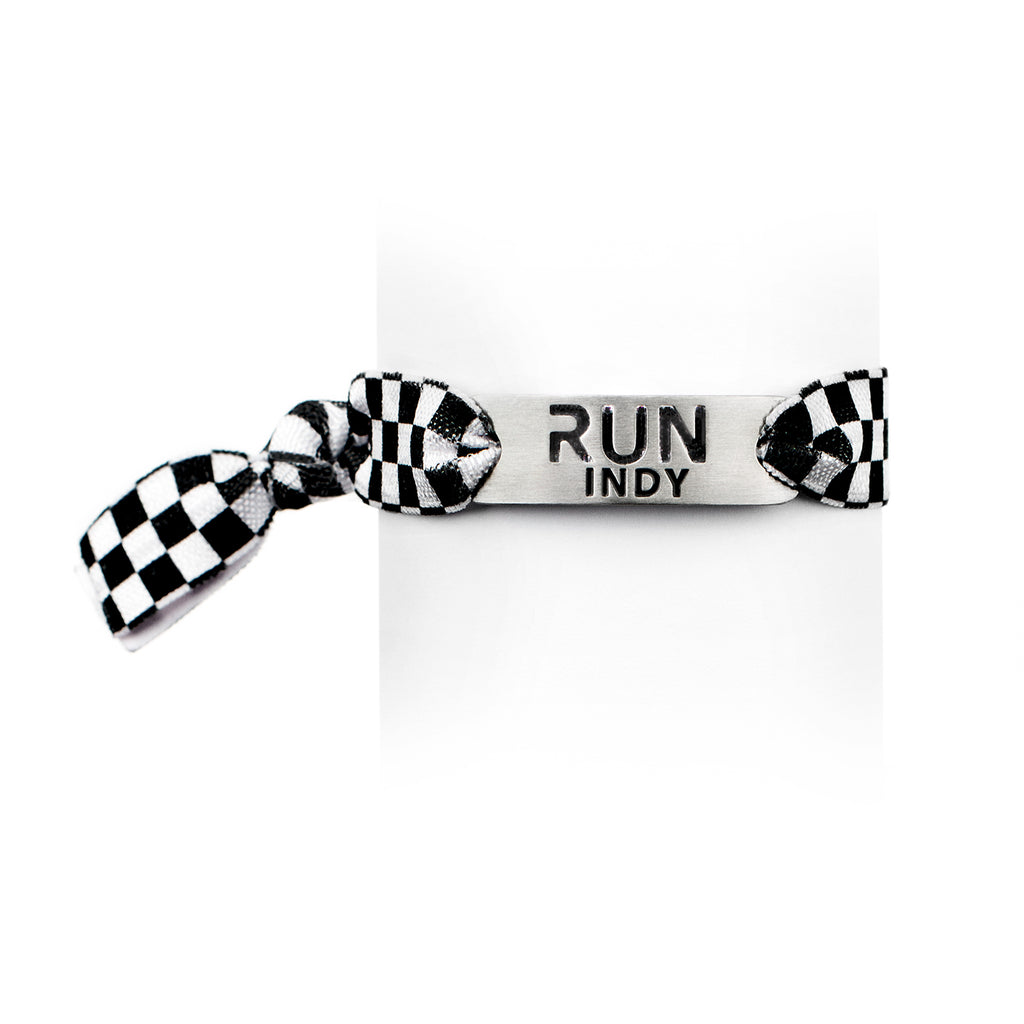 RUN INDY Running Tie Stretchy Bracelet - B/W